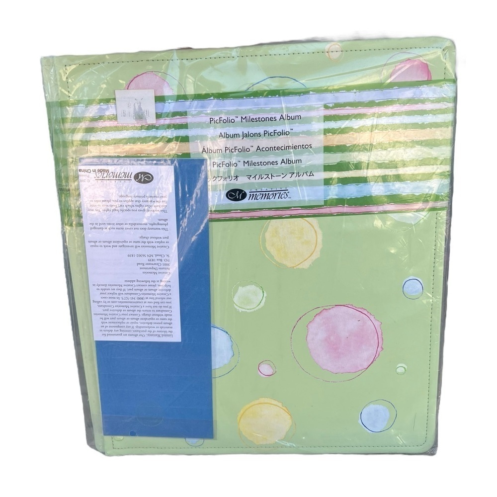 Creative Memories Picfolio Milestones Photo Album Green Bubbles NIP